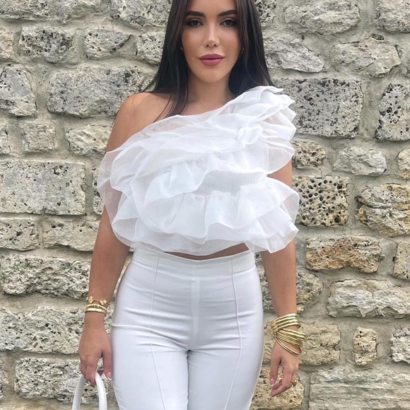 Zara Asymmetrical Organza Top - Picture 1 of 14